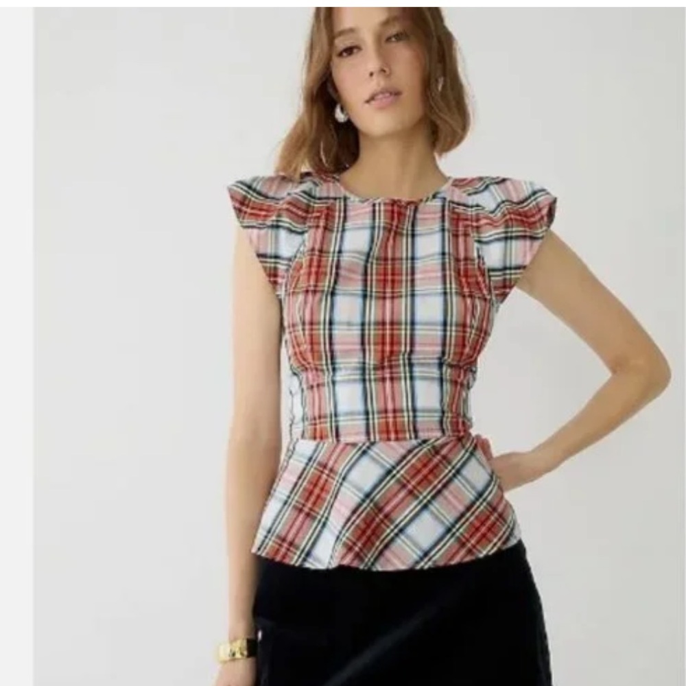 J. Crew Snowy Tartan Plaid Top
